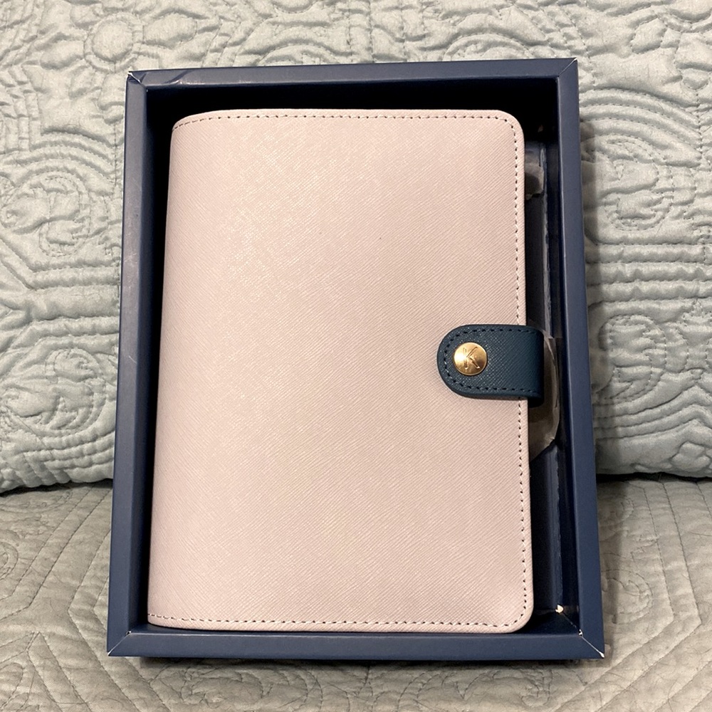 KIKKI K medium leather personal planner binder - soft blue - NEW